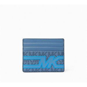 New Michael Kors Cooper Tall Сard Сase PVC with Leather Denim Multi